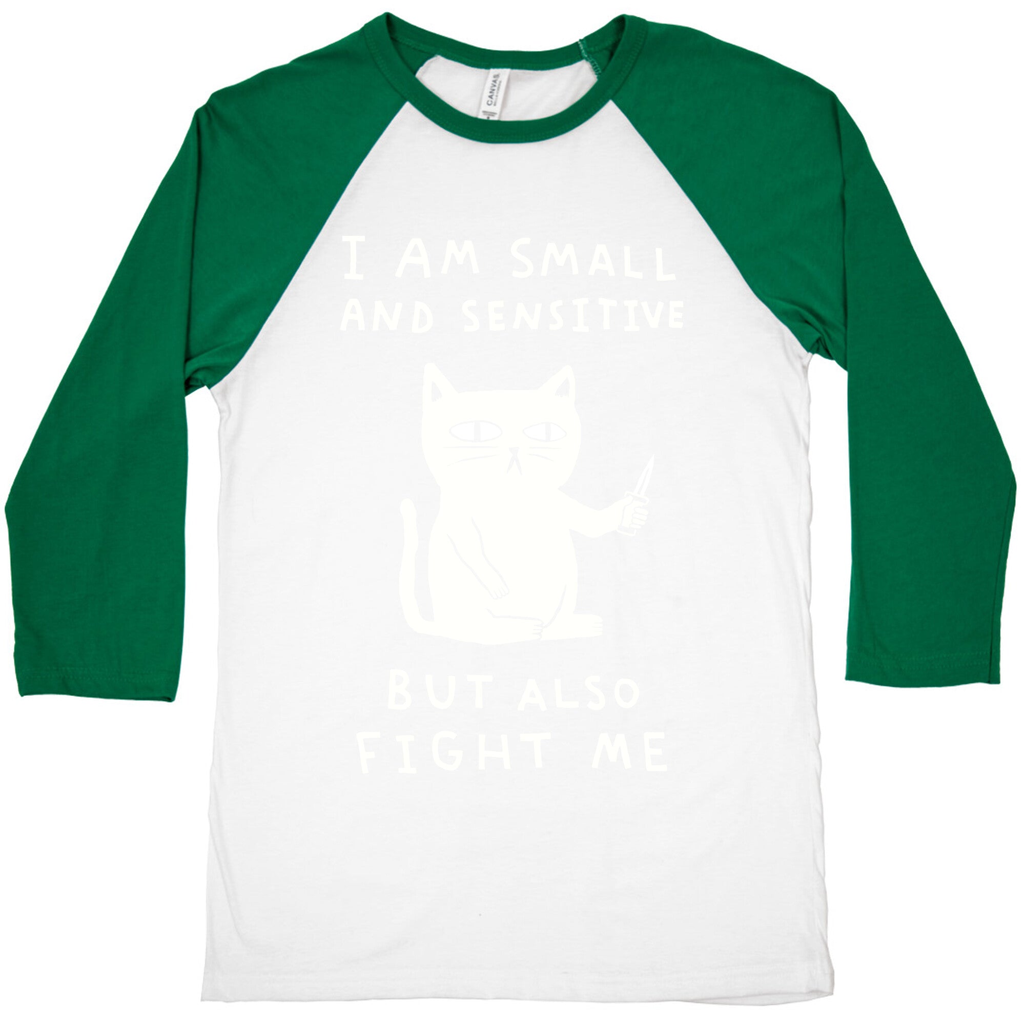 I Am Small And Sensitive But Also Fight Me Cat Baseball Tee